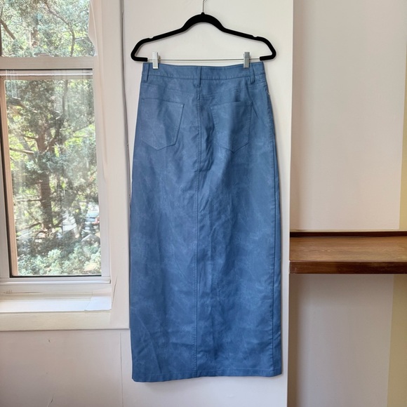 AFRM Bianca Maxi Skirt High Slit Cut Out Mini Long Blue Revolve - Picture 8 of 11